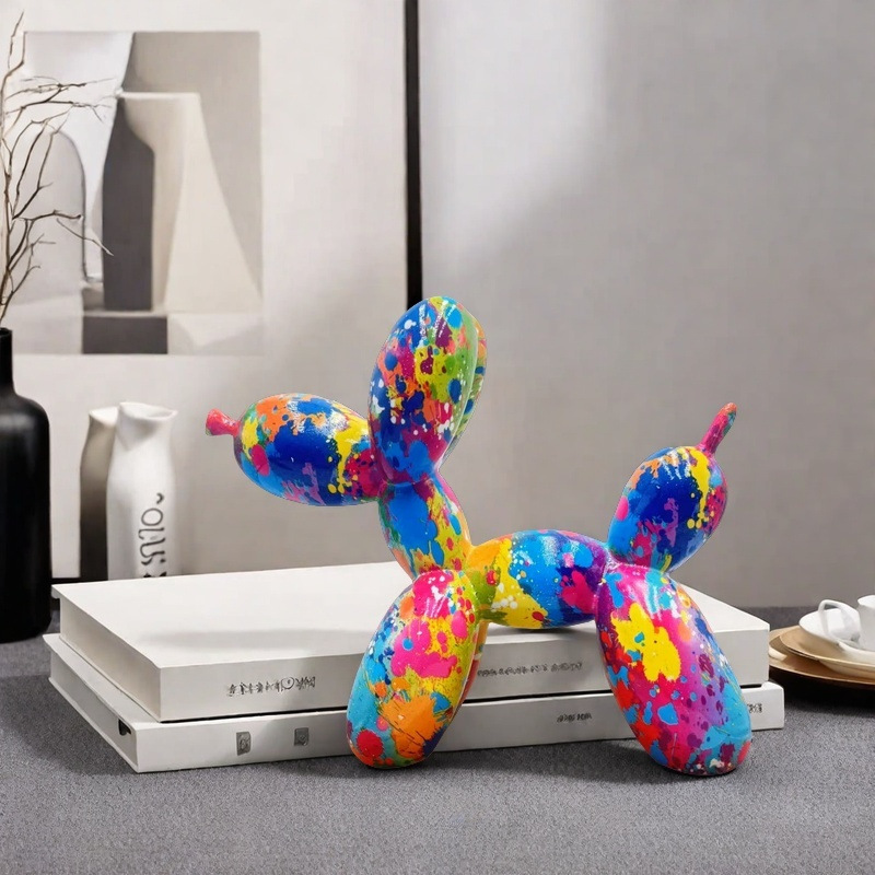 Decoración creativa de perros de globo artesanía de resina de color portable gabinete de televisión de alta calidad decoración de alta calidad