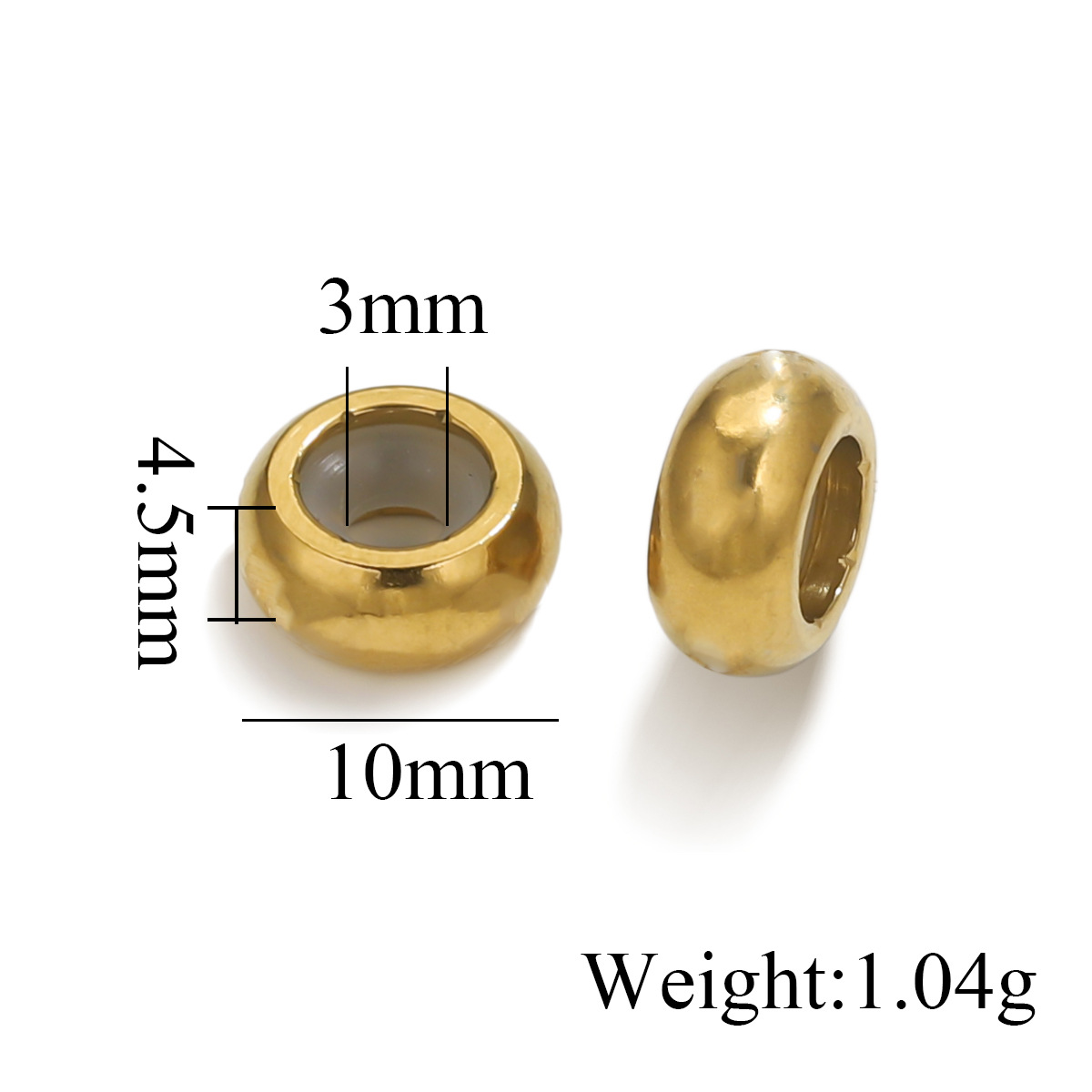 Acero inoxidable ajustable de silicona mano collar de cuentas sueltas joyas de pulsera de oro DIY color retainer joyas al por mayor