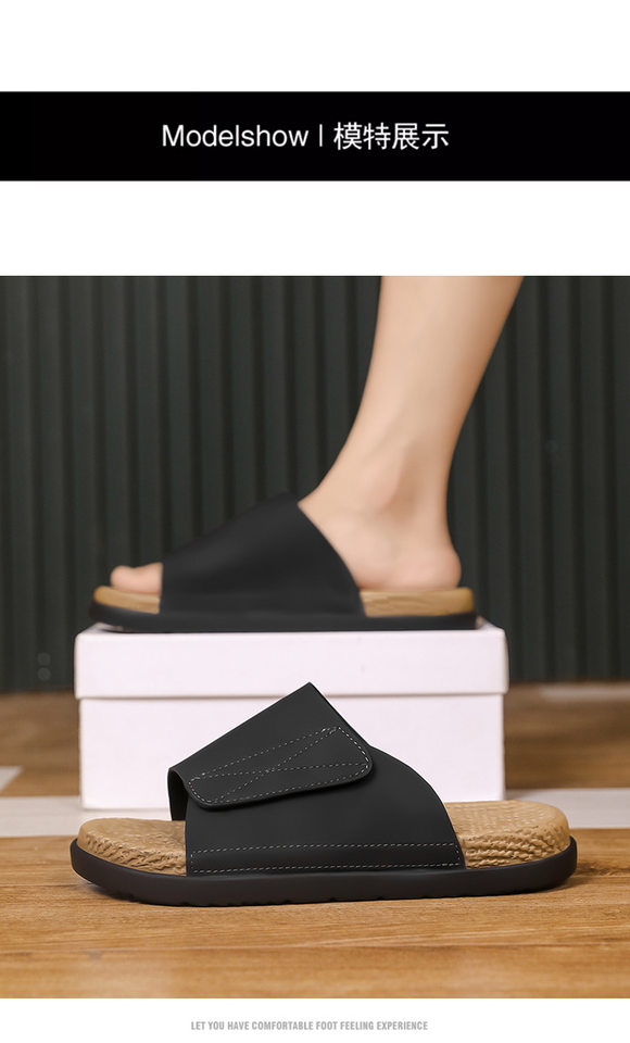 Dép lê xỏ ngón nam cỡ lớn chống trượt, đế cao su bền, đi biển và thể thao ngoài trời mùa hè — Kaki, Màu be, Màu đen chi tiết 9
