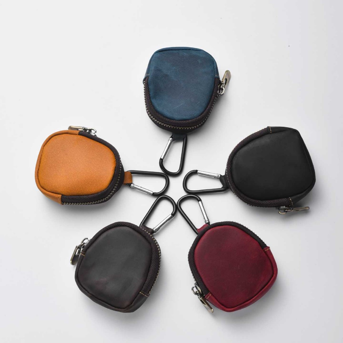 Multicolor Retro Handmade Genuine Leather Portable Key Bag for Men, Multifunctional Coin Purse, Card Holder, First-Layer Cowhide Keychain