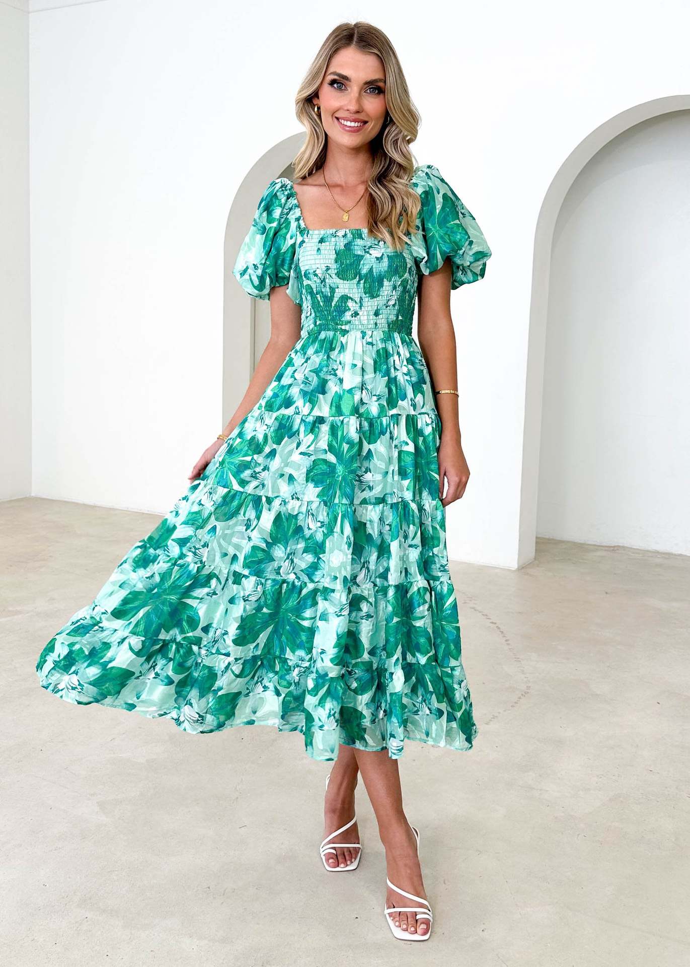 Women's Regular Dress Elegant Classic Style Boat Neck Short Sleeve Flower Maxi Long Dress Travel Daily display picture 46