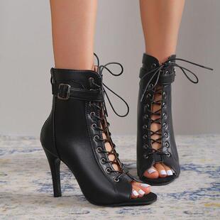 Foreign Trade Women's Sandals Open Toe Summer Strap Sandals Fashion High Heel Sandals Fish Mouth Temperament Single Shoes Roman Sandals 43