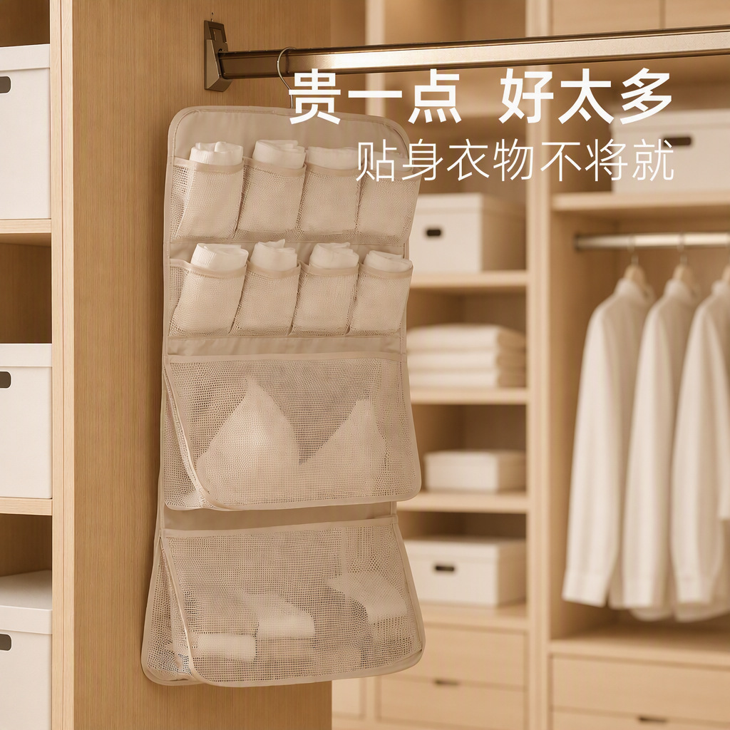 Anqin High-Quality Underwear Storage Bag Fabric Socks and Underwear Classification Storage Odorless Household Wardrobe Storage Hanging Bag