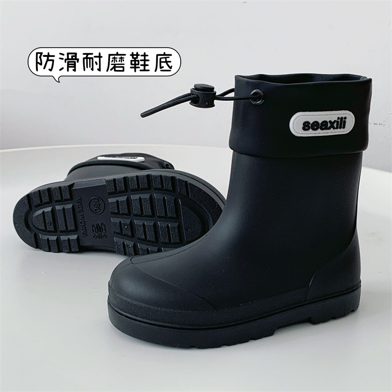 Cross-Border Children's Rain Boots for Boys, Non-Slip Water Shoes, Lightweight and Wear-Resistant, Student Girls' School Rain Boots, Big Children's Girls' Rubber Shoes