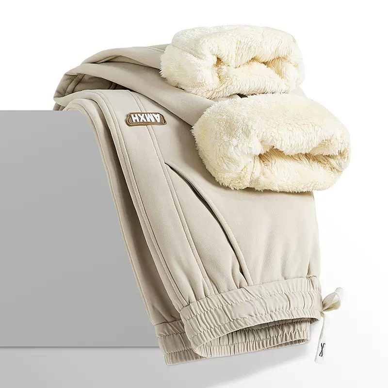 2025秋冬新款休闲裤男士羊羔绒秋裤冬季加绒棉裤加厚运动裤子