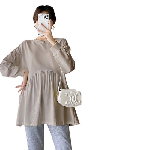 Pregnant Women's Autumn Fashion Set Spring and Autumn Season Top Loose Sweatshirt Cover Belly Slimming Casual Two-Piece Set