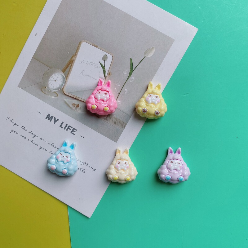 Cute Cream Tata Kiki Resin Straight Hole Beaded DIY Mobile Phone Chain Keychain Material Jewelry Accessories