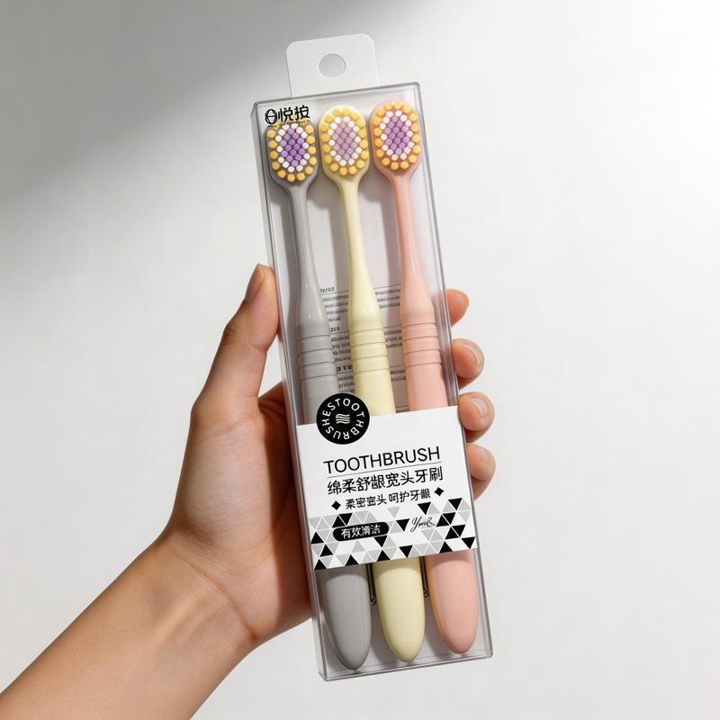 eco life adult toothbrush soft bristle household wholesale wide head department store storage couple cleaning three per package factory wholesale