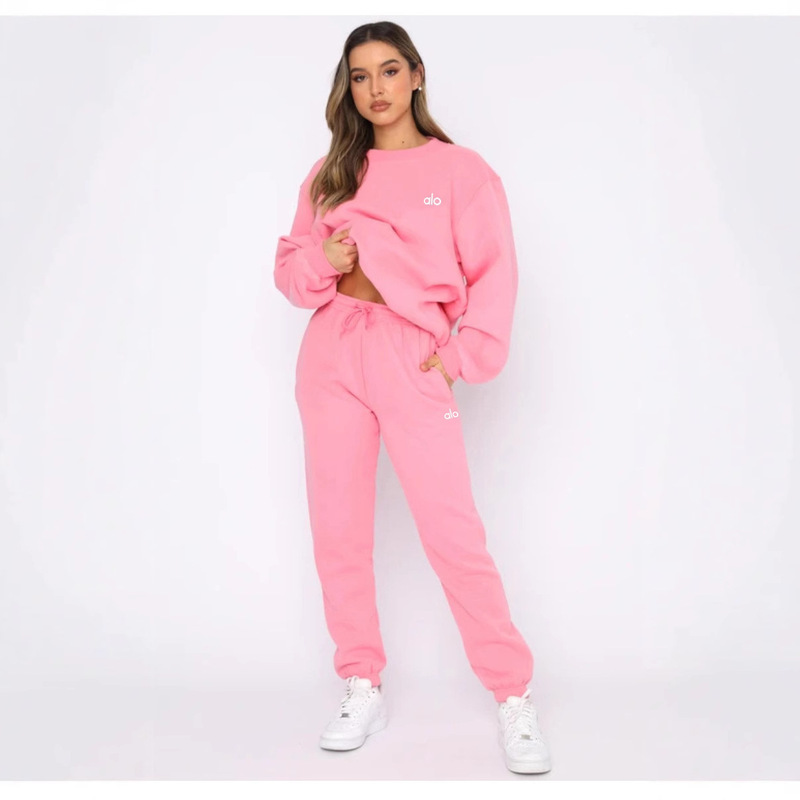 Alo Cross-Border European and American Autumn and Winter Warm Printed Round Neck Pullover Pants Women's Fashion Casual Sweatshirt Women's Suit Alo Cross-Border European and American Autumn and Winter Warm Printed Round Neck Pullover Pants Women's Fashion Casual Sweatshirt Women's Suit