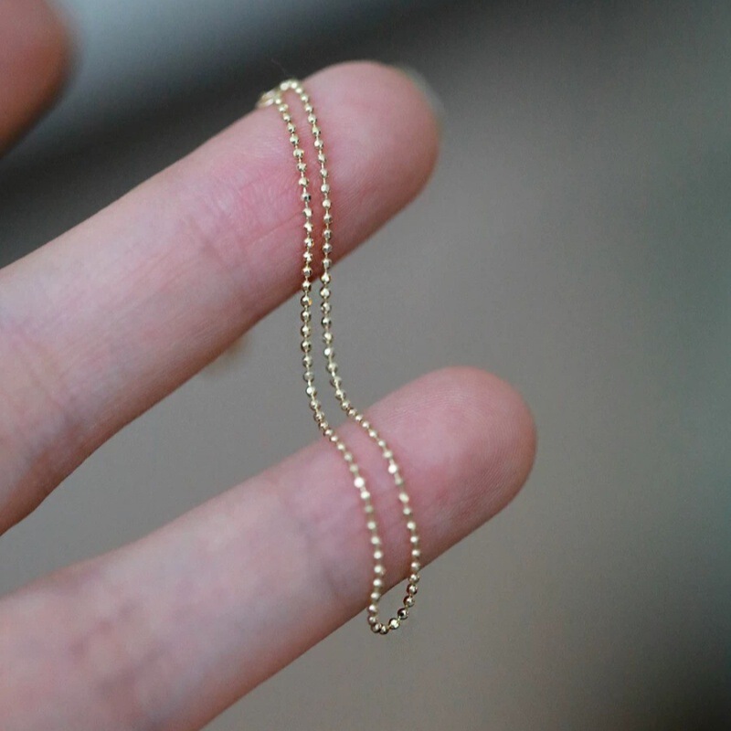 S925 Sterling Silver Plated 14K Gold Mini Gold Doudou Extremely Fine Round Bead Bracelet Rice Bead Slim All-match Japanese and Korean Plain Chain for Women S925 Sterling Silver Plated 14K Gold Mini Gold Doudou Extremely Fine Round Bead Bracelet Rice Bead Slim All-match Japanese and Korean Plain Chain for Women