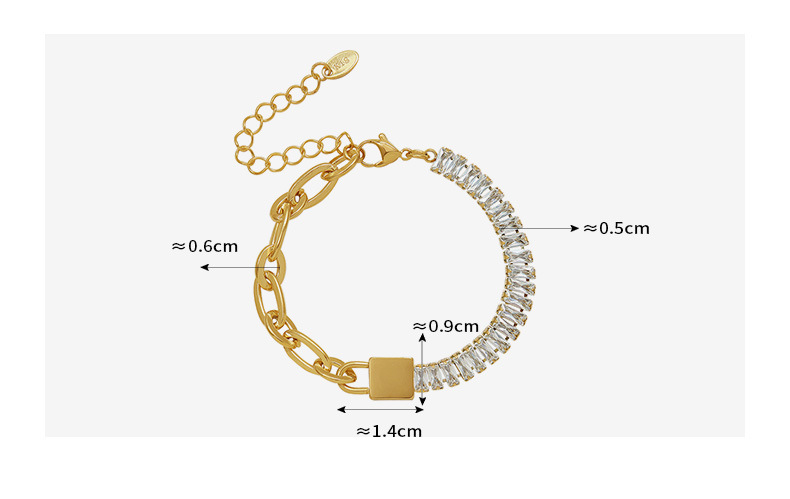 European And American Bracelet New Chain Zircon Bracelet 18k Gold Plated Jewelry display picture 2