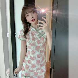 中国风改良版旗袍连衣裙新款少女感夏季气质裙子小个子碎花裙