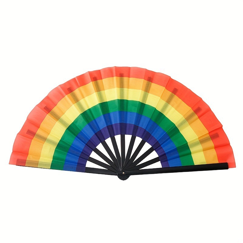 Arco iris de gran tamaño ventilador sonoro fácil de abrir hueso de bambú hueso de plástico color rueda kung fu ventilador de baile ventilador al por mayor