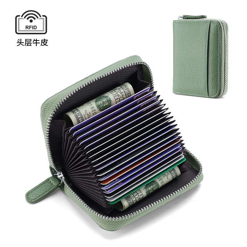 Rfid Genuine Leather Card Holder, Anti-Theft Credit Card Coin Wallet, Card Holder, Business Card Holder, Coin Purse, Accordion Card Holder
