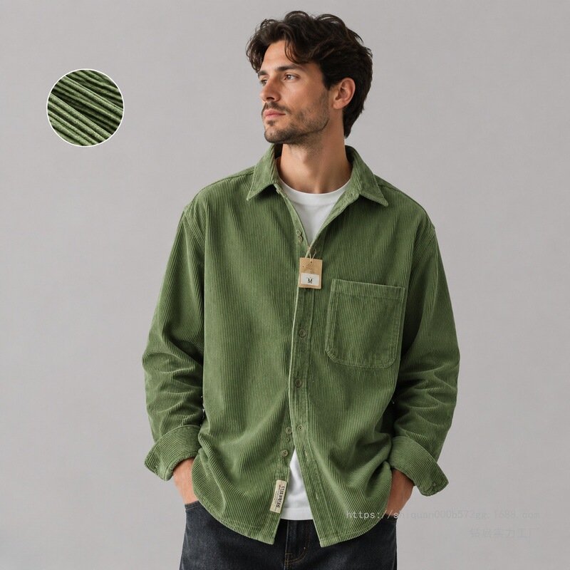 2026 New Spring Washed Long-Sleeve Shirt for Men, American Simple Style, Trendy Hong Kong Style Single Pocket Shirt Jacket 2026 New Spring Washed Long-Sleeve Shirt for Men, American Simple Style, Trendy Hong Kong Style Single Pocket Shirt Jacket