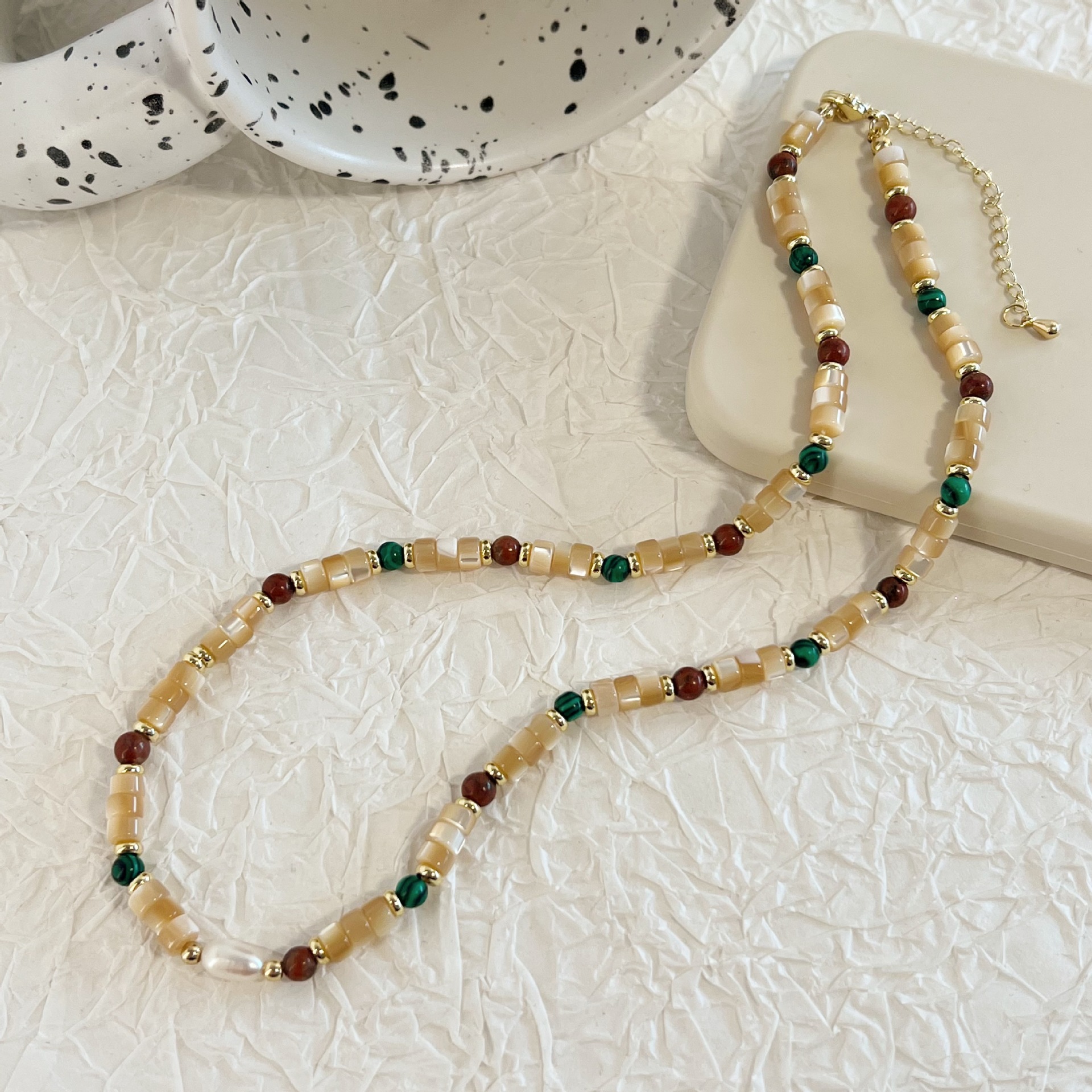 Casual Occasion Simple Style Geometric Freshwater Pearl Shell Plating 14K Gold Plated Women's Necklace