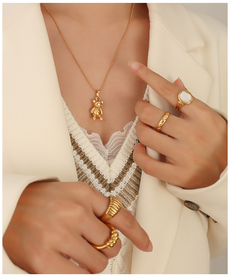 texture long bear smooth sweater chain titanium steel necklace