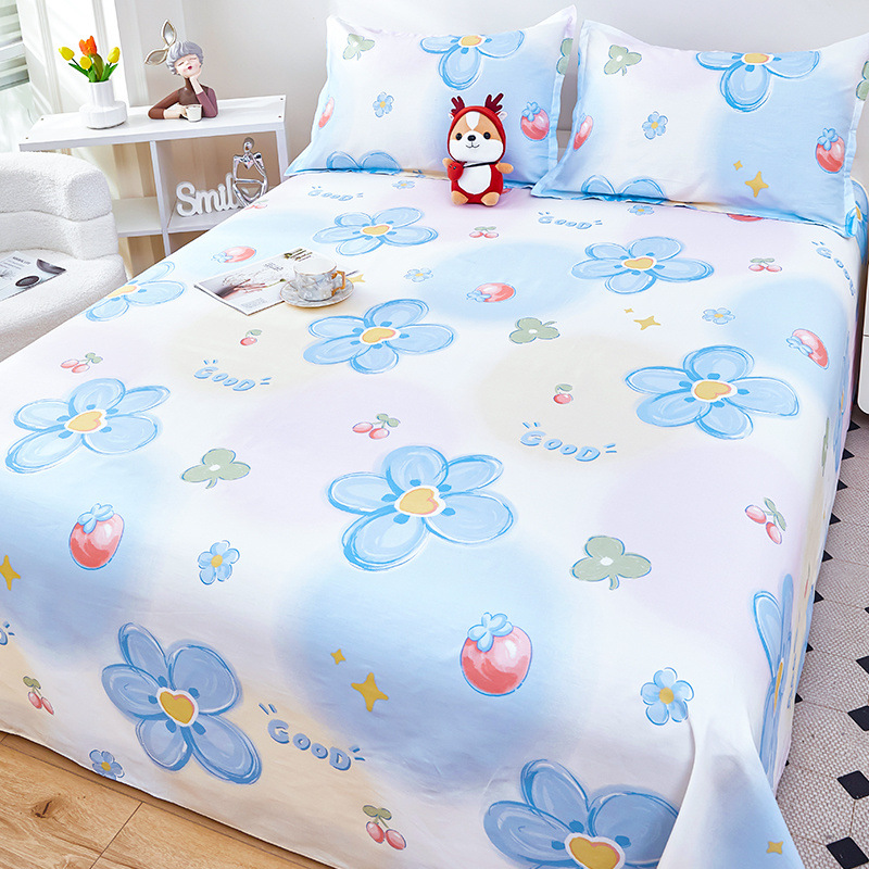 Sábana de algodón grueso de dibujos animados pieza individual 100 algodón dormitorio de estudiantes cama individual de verano pieza de tres piezas doble 1.5