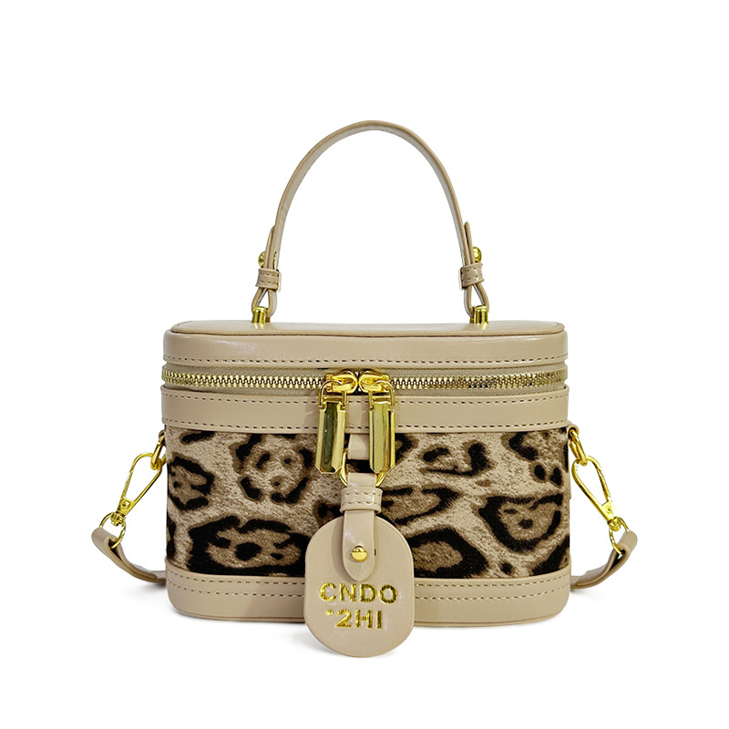 Color de contraste leopardo retro caja de mano bolso pequeño para mujeres 2026 nuevo lana leopardo práctica mochila de hombro