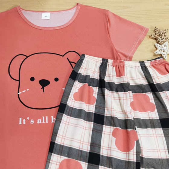 Southeast Asia Pajamas Women's 2025 Summer Thin Short-sleeved Trousers Cartoon Cute Age-reducing Wind Two-piece Home Clothes