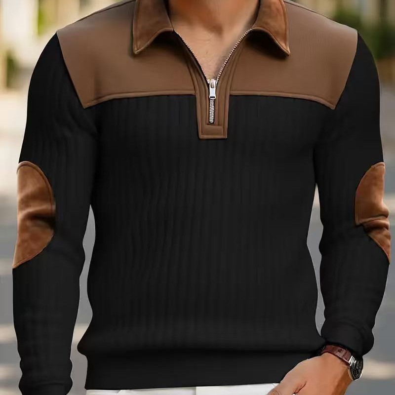 Amazon European and American Cross-Border New Knitwear with Lapel, Patchwork Embroidery, Casual Commuting Sports Autumn and Winter Zipper Sweatshirt