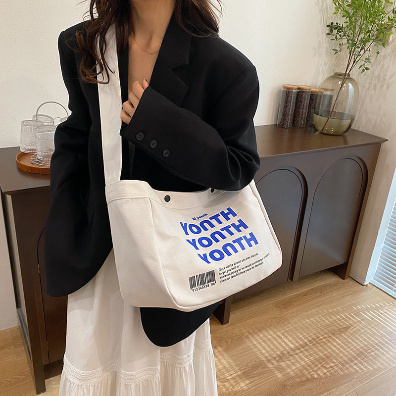Korean-style canvas bag, artistic Japanese-style Instagram simple single-shoulder bag, school student schoolbag, men's large-capacity commuting bag undefined