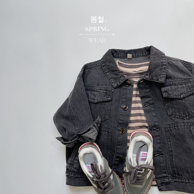 Kaji-kleurenschema~Koreaans klassiek gestreept T-shirt van puur katoen voor kinderen voor jongens en meisjes met een trendy lange mouw_voghion.com