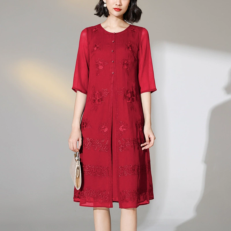 Ранней осенью новый среднего возраста свадебное платье Счастливое Платье Матери Благородный сетки дышащий платье поколения