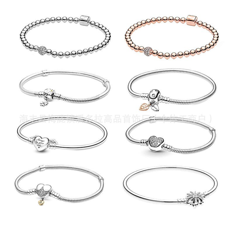 Panjia Duo La S925 Silver Heart T-Shaped Clasp Snake Bone Chain Elegant Versatile Light Luxury Bracelet Snake Bone Chain Cross-Border Hot Sale Panjia Duo La S925 Silver Heart T-Shaped Clasp Snake Bone Chain Elegant Versatile Light Luxury Bracelet Snake Bone Chain Cross-Border Hot Sale
