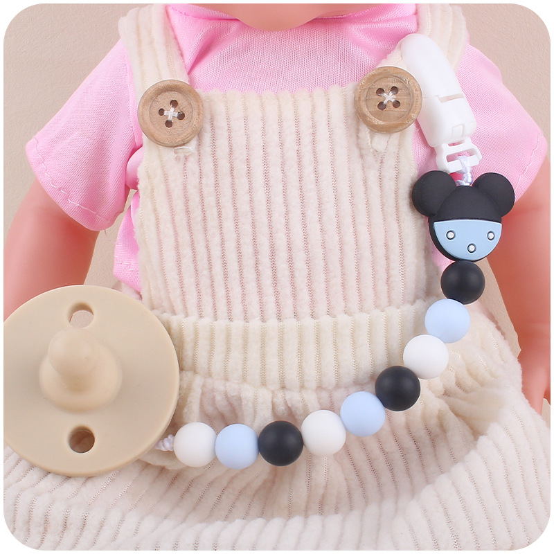 Bebé suministros dibujos animados animal cuentas de silicona DIY bebé creativo chupete cadena mordedor pulsera accesorios juguete