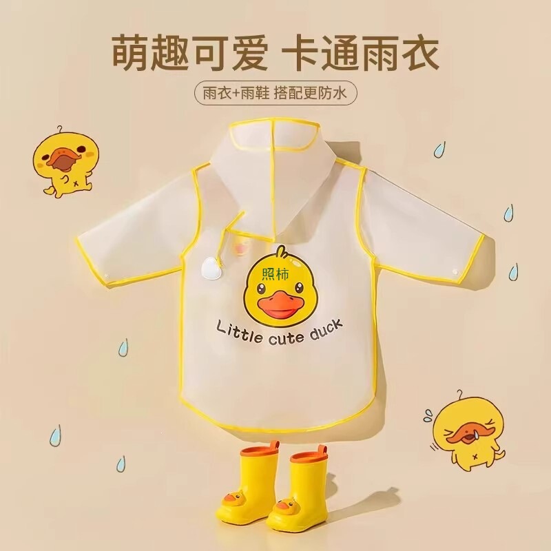 Children's Raincoat, Boy's Rain Boots Set, Kindergarten Girl's Rain Poncho, Kidsren's Student Raincoat for School, Full-Body Waterproof