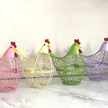 铁线厨房摆件 厨房鸡蛋篮装饰家居工艺品 可闭合粉色绿色铁艺风灯
