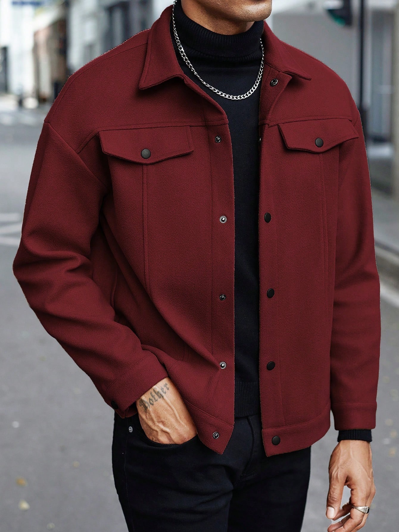 Transfronterizos Europa y América Amazon TEMU nuevo otoño y invierno con solapa de lana chaqueta de hombre chaqueta deportiva de herramientas casuales para hombres