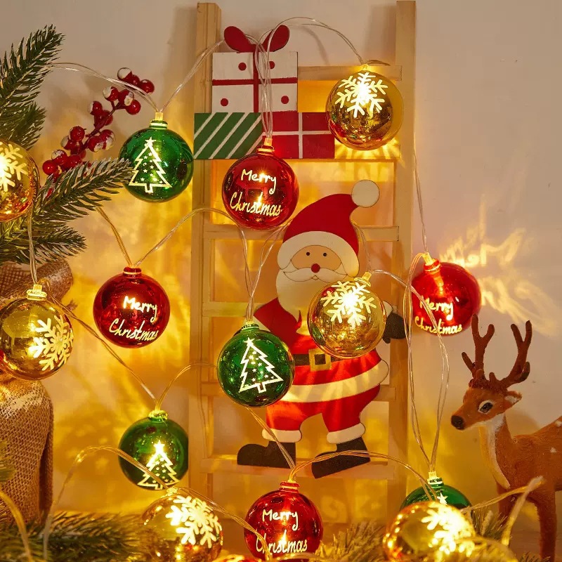 Navidad galvanizado estrella de la cadena de lámparas de árbol de Navidad colgante de atmósfera de la cadena de lámparas decorados interiores de Navidad bola led luz