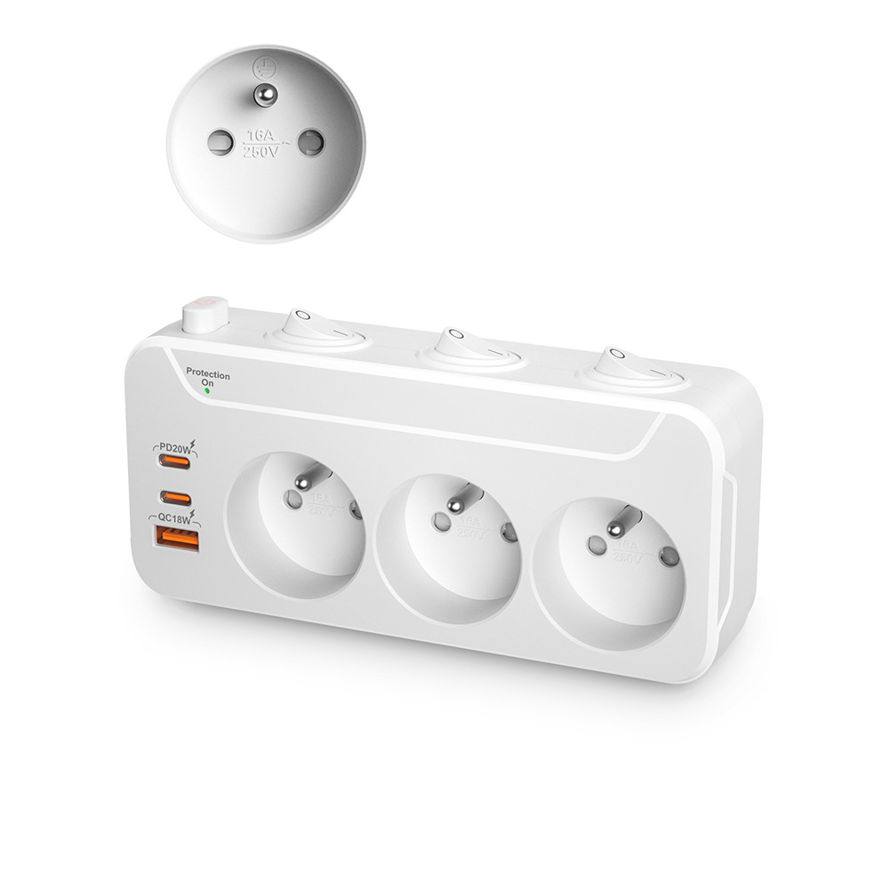 厂家私模Type-C E欧洲认证外销法规家用插线板多功能排插