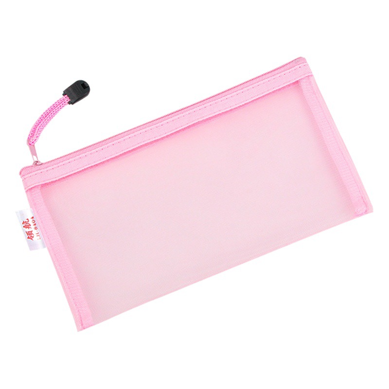 Bolsa de archivo A4 de malla de nylon transparente bolsa de información de papelería de oficina bolsa de almacenamiento de archivos con cremallera portátil estudiante al por mayor