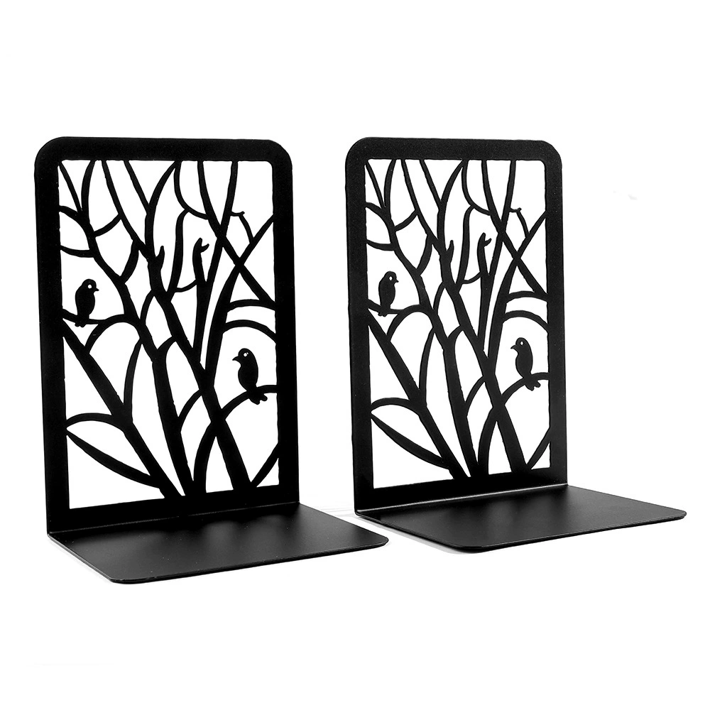 Bookends (Life Tree) Metal Tree-Shadow Design, Desktop Book Storage Pair, Decorative