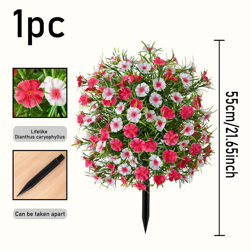 国境を越えた売れ筋のカーネーションの花の床のインスタレーション、屋外の中庭の家庭用盆栽の装飾品、クリスマスの装飾、模擬の緑の植物|undefined