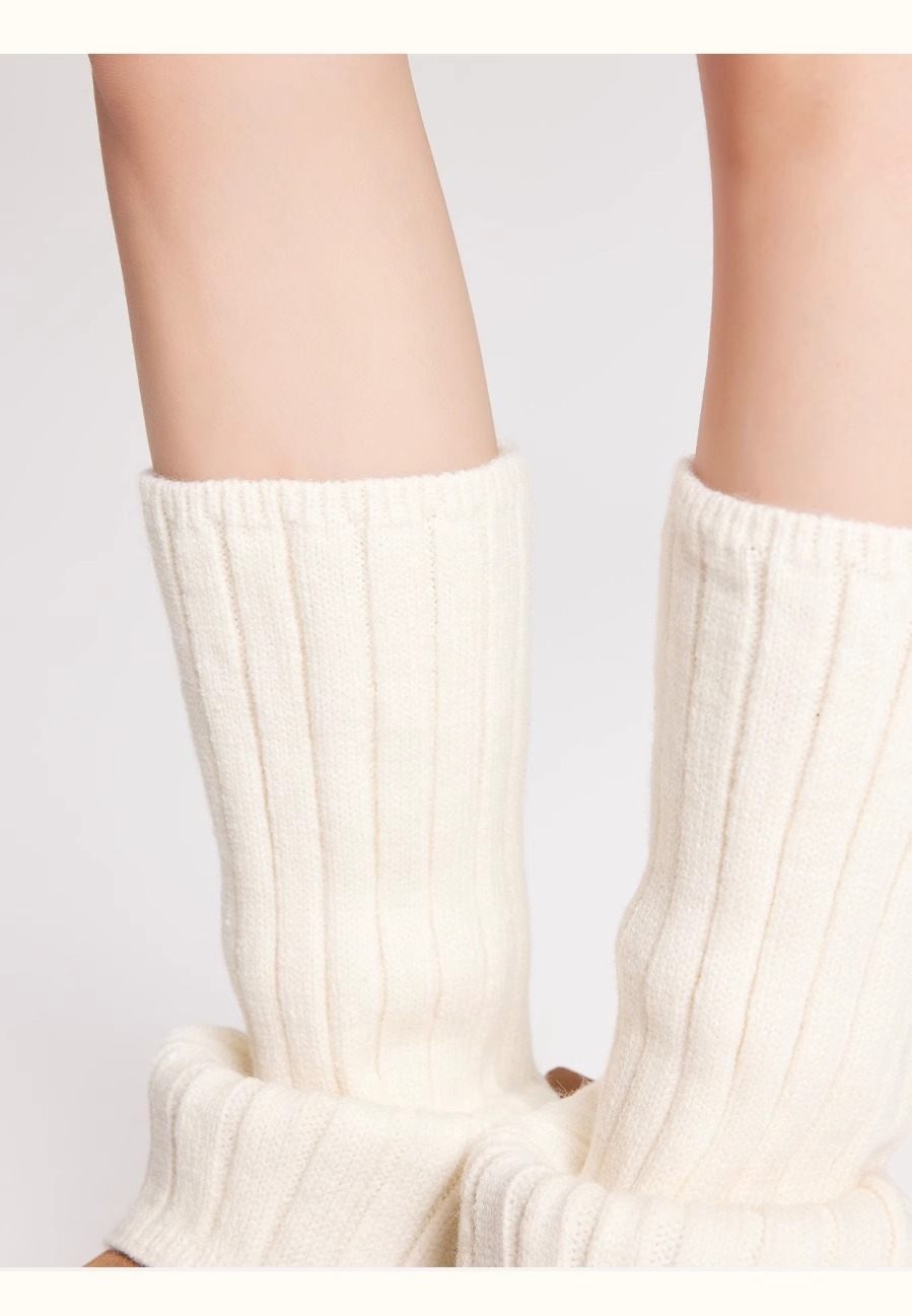 Scaldamuscoli, mucchio di calzini, calzini lavorati a maglia in filato spesso, autunno e inverno, caldi, spessi, maniche al polpaccio, calzini bianchi con spacchi laterali Y2k_voghion.com
