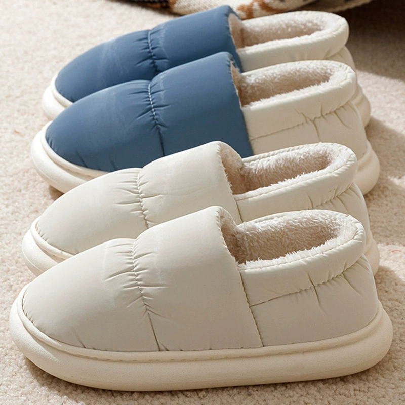 Хлопковые тапочки, женские осенне-зимние туфли на флисовой подкладке, теплая Домашняя Нескользящая домашняя обувь для пар для зимы, мужские