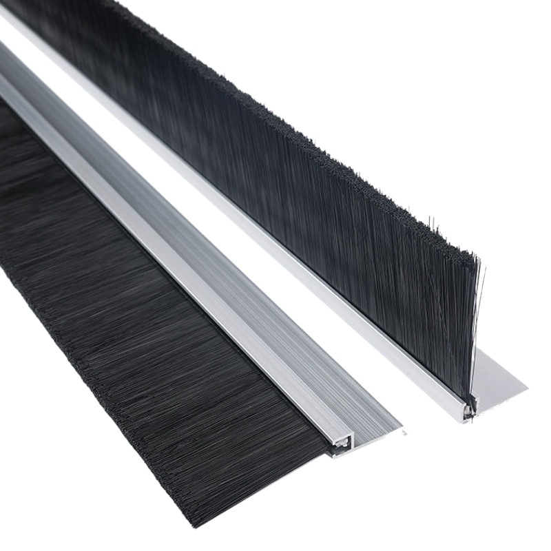 Tira de sellado inferior de la puerta H-Type F-Type T-type tira de sellado de cepillo de aleación de aluminio a prueba de polvo cepillo de sellado de nylon