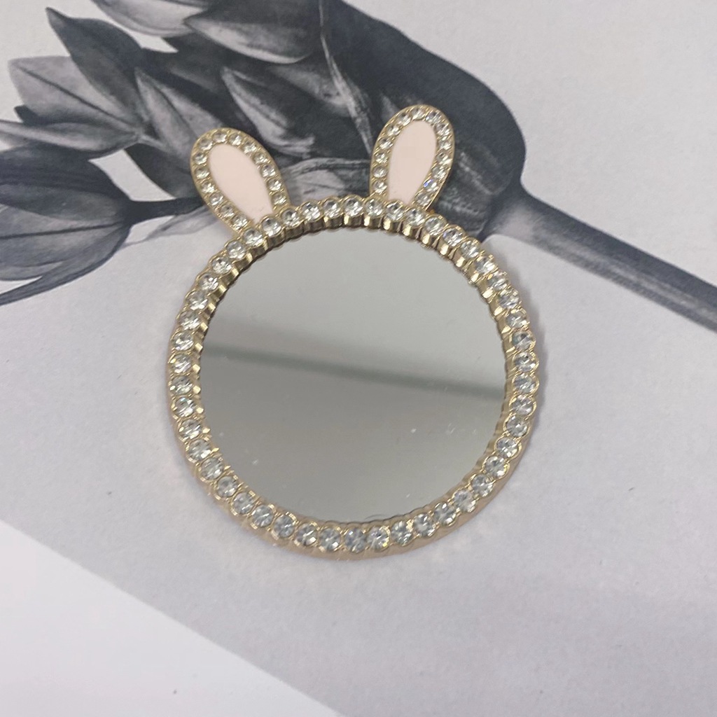 Rabbit ear mirror (gold + pink oil)