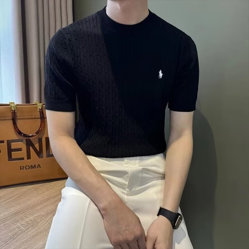 2026 Knitted Short-Sleeved T-Shirt for Men, Summer Casual Loose Round-Neck Sweater, High-End Textured Base Layer Top 2026 Knitted Short-Sleeved T-Shirt for Men, Summer Casual Loose Round-Neck Sweater, High-End Textured Base Layer Top