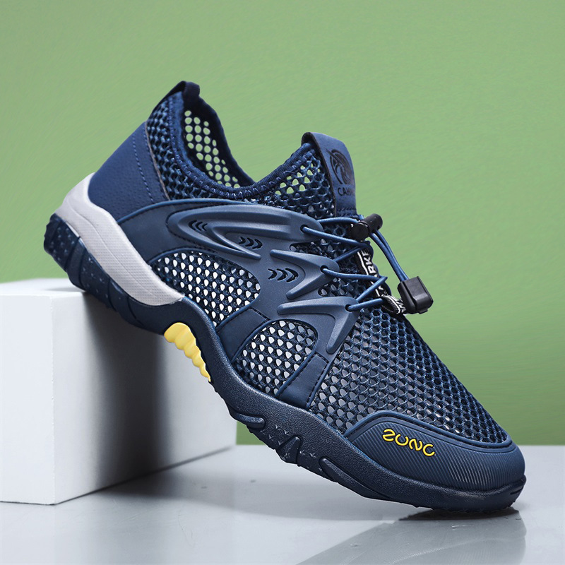 Zapatos de malla de verano para hombre, malla transpirable, zapatos finos para hombre, zapatos de senderismo de red única huecos, zapatos de moda deportiva de ocio de verano
