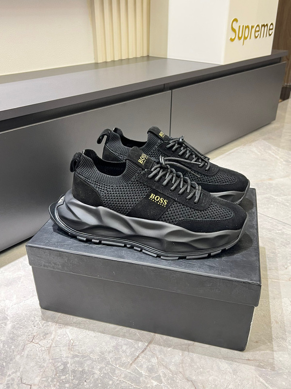 2025 New Bos European Station Luxury Men's Shoes Star Same Style Men's Casual Suede Leather Spliced Mesh