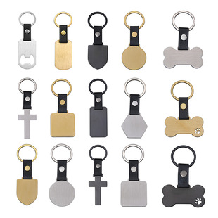 Europe and the United States cross-border blank laser engraving UV color printing material new metal military brand leather buckle metal leather key chain