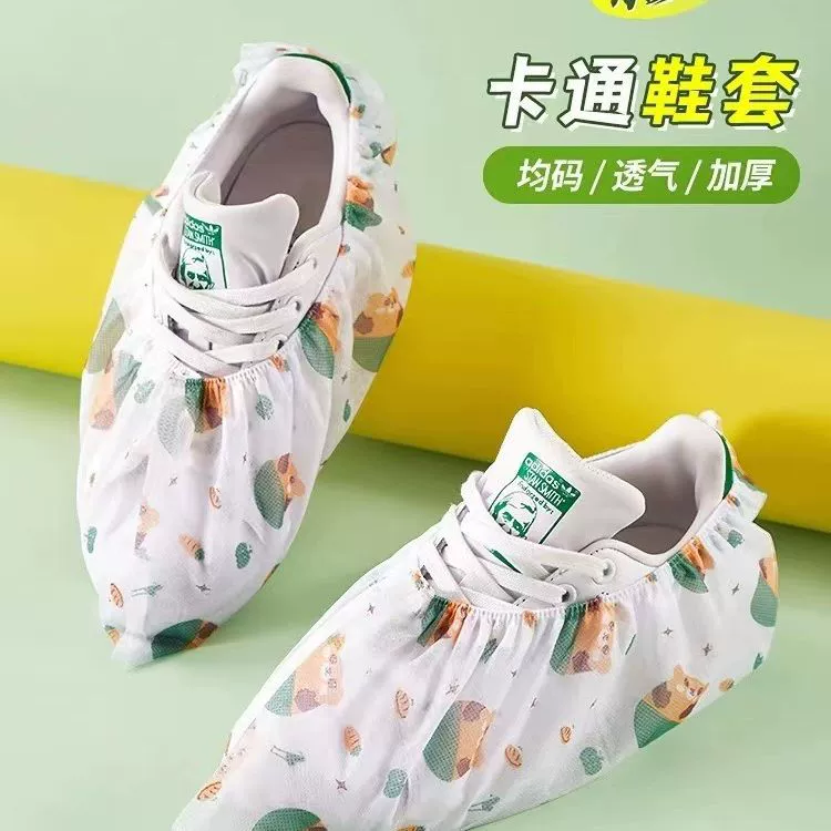 Одноразовые Чехлы для обуви с мультяшным принтом Нетканый утолщенный бытовой нескользящий домашний компьютерный зал для детей-студентов Износостойкий чехол для ног