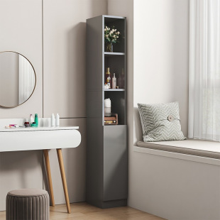 Ultra-Narrow Vertical Cabinet Bookshelf Sandwich Bookcase Floor-Standing Low Cabinet Bedroom Simple Small Household Storage Cabinet Storage Cabinet