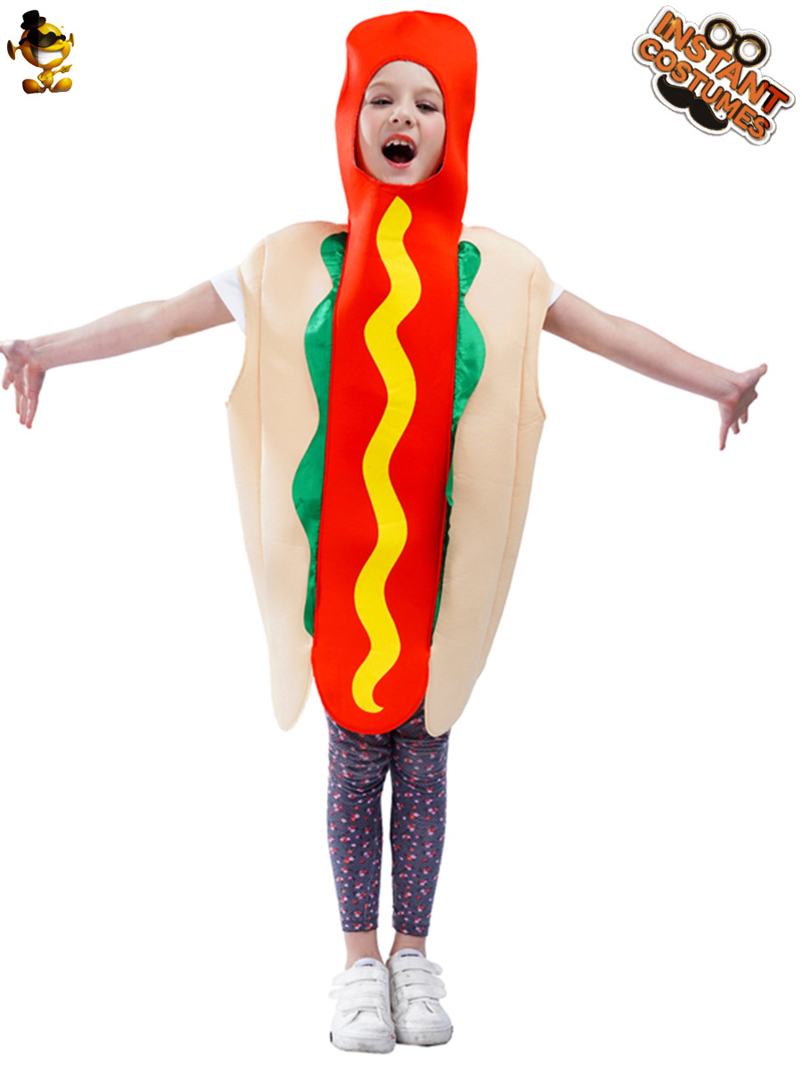 Los niños de Halloween parodia traje de perro caliente comida divertida fiesta de perro caliente Cosplay traje Cosplay