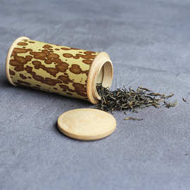竹制茶叶罐 密封储物罐 便携梅鹿竹木盖茶罐 随身竹筒 茶叶包装盒